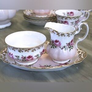 ROYAL ALBERT Rare Vintage Bone China Bridesmaid Creamer, Sugar & Tray Set